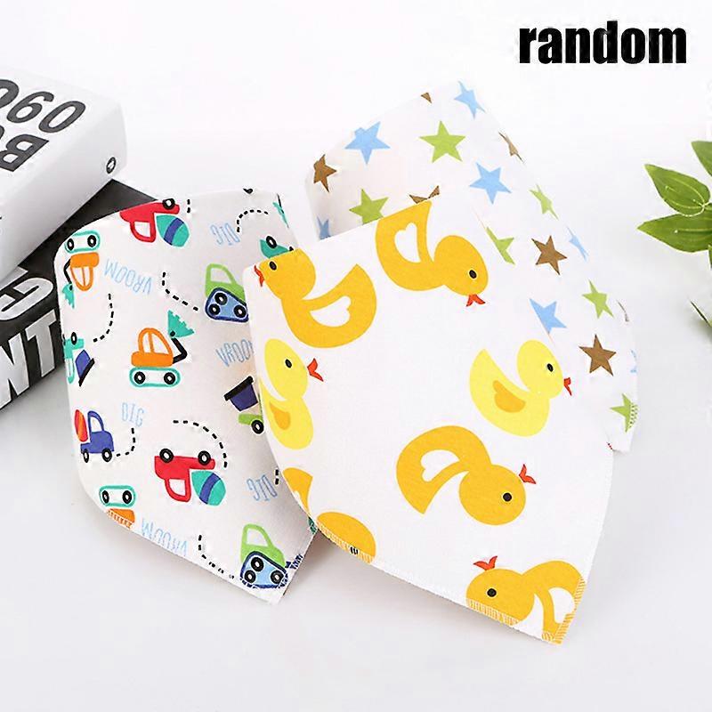 10 Pcs Baby Triangles Cotton Saliva Towel Cartoon Printed Snap Button Triangles Saliva Towel