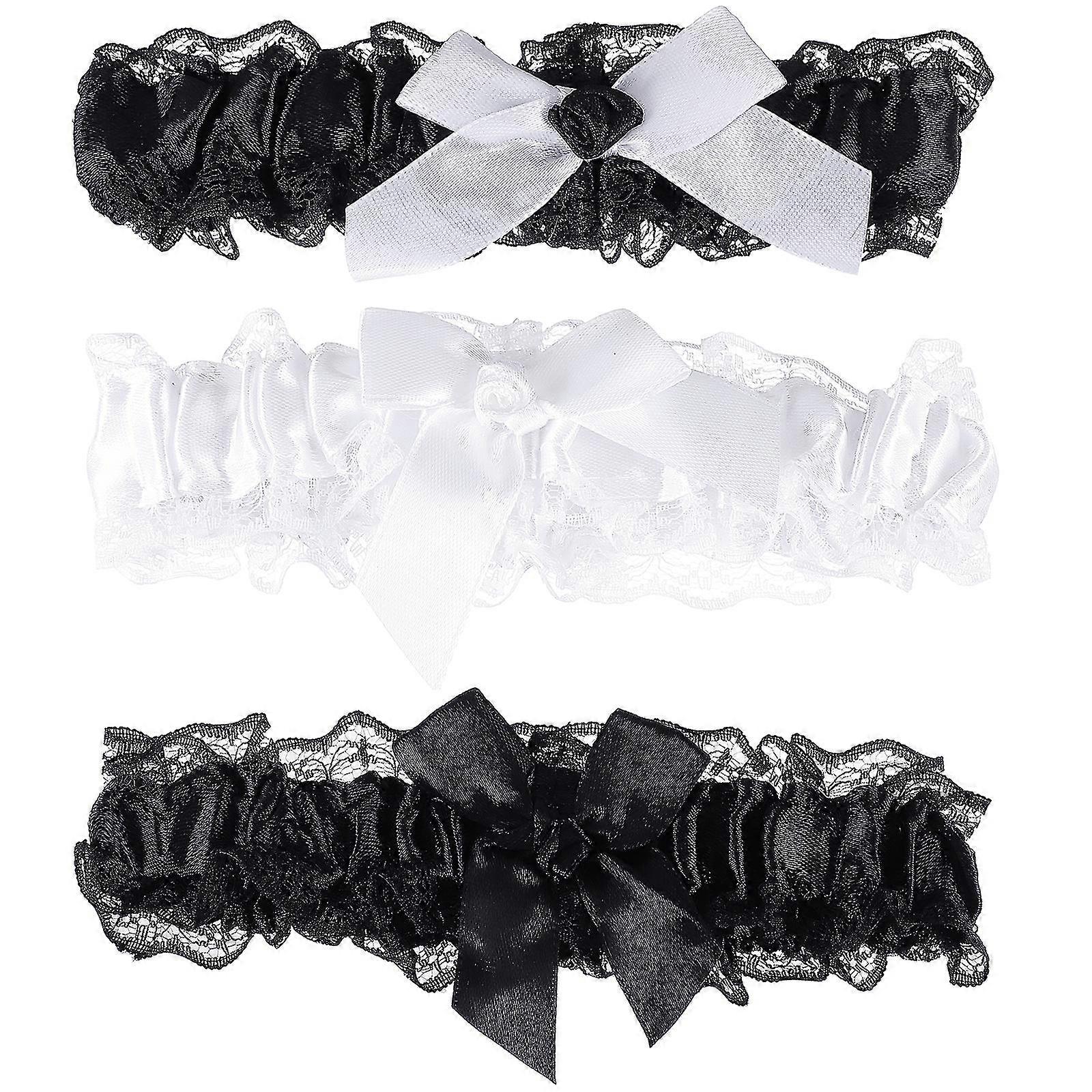 3 יחידות חגורה נשים לבן שחור תחרה בירית רגל כלה להקה וינטאג' בירית חתונה טבעת ירך עדינה