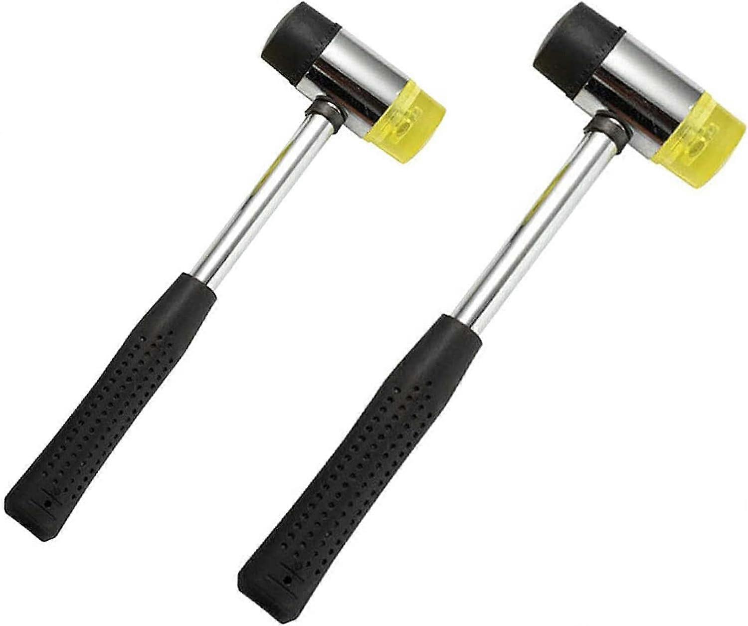 2-piece rubber hammer, non-slip rubber hammer, replaceable double-headed nylon hammer (25mm and 40mm),2024 Ping