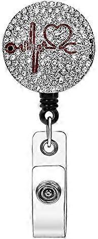 Nurse Badge Reel, 24'' Retractable Badge Holder with Swivel Alligator Clip Bling Rhinestone ID Badge Holder for Nurse Doctor Teachers Students Heart R