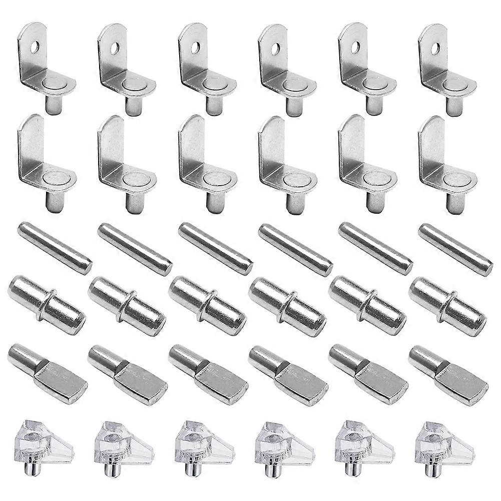 72Pcs Shelf Pegs Support Kit, 6 Styles Shelf Pins, Nickel Plated Cabinet Shelf Pegs for Shelves Boo