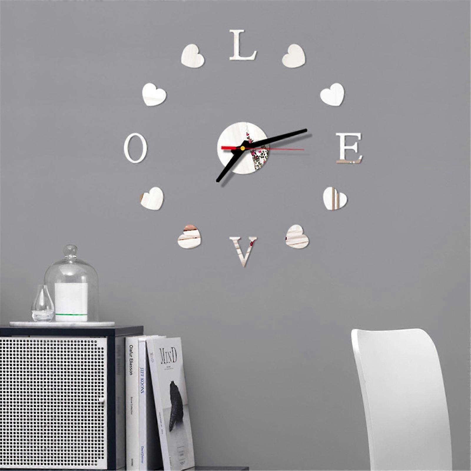 Diy Wall Clock 3d Mirror Surface Sticker Home Office Decor Clock