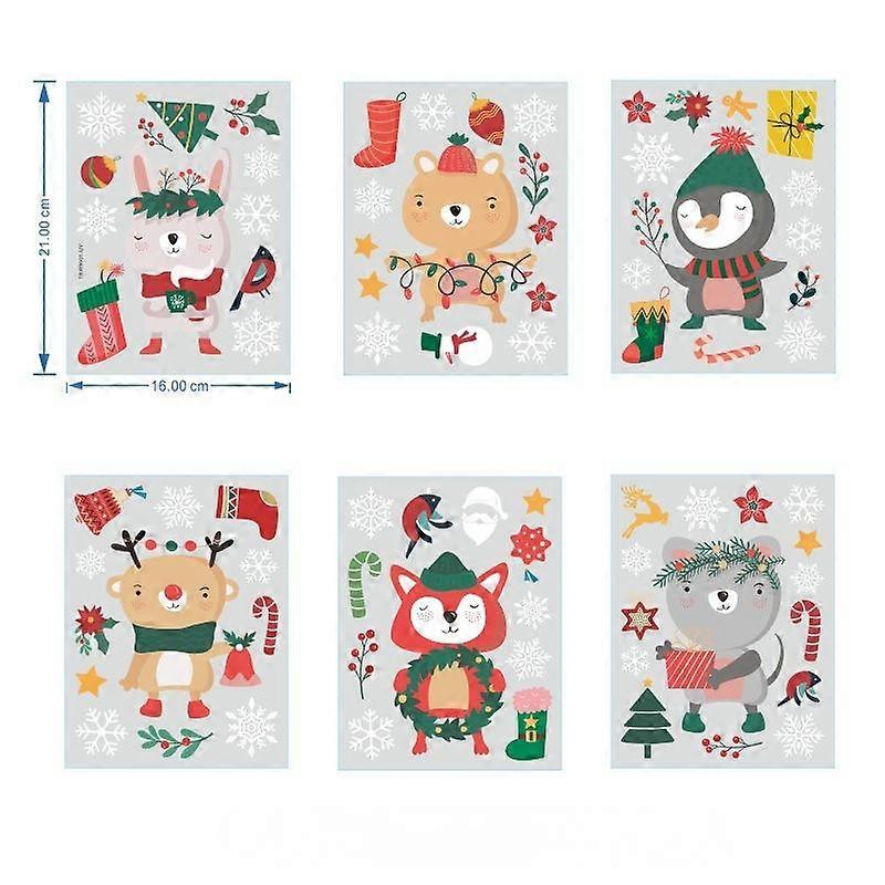 Christmas Wall Stickers Cartoon Animal Window Stickers Elk Glass Window Decoration Stickers Self-Adhesive Wholesale