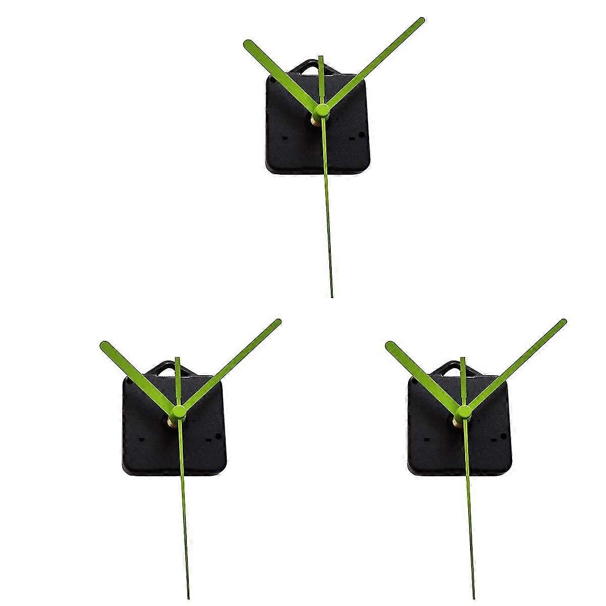 3pcs Quartz Clock With Hook Movement Kits Mute Wall Clock Movements Mechanism Parts Diy Repair Parts (green, Without Battery, A Clock Core And 3 Point