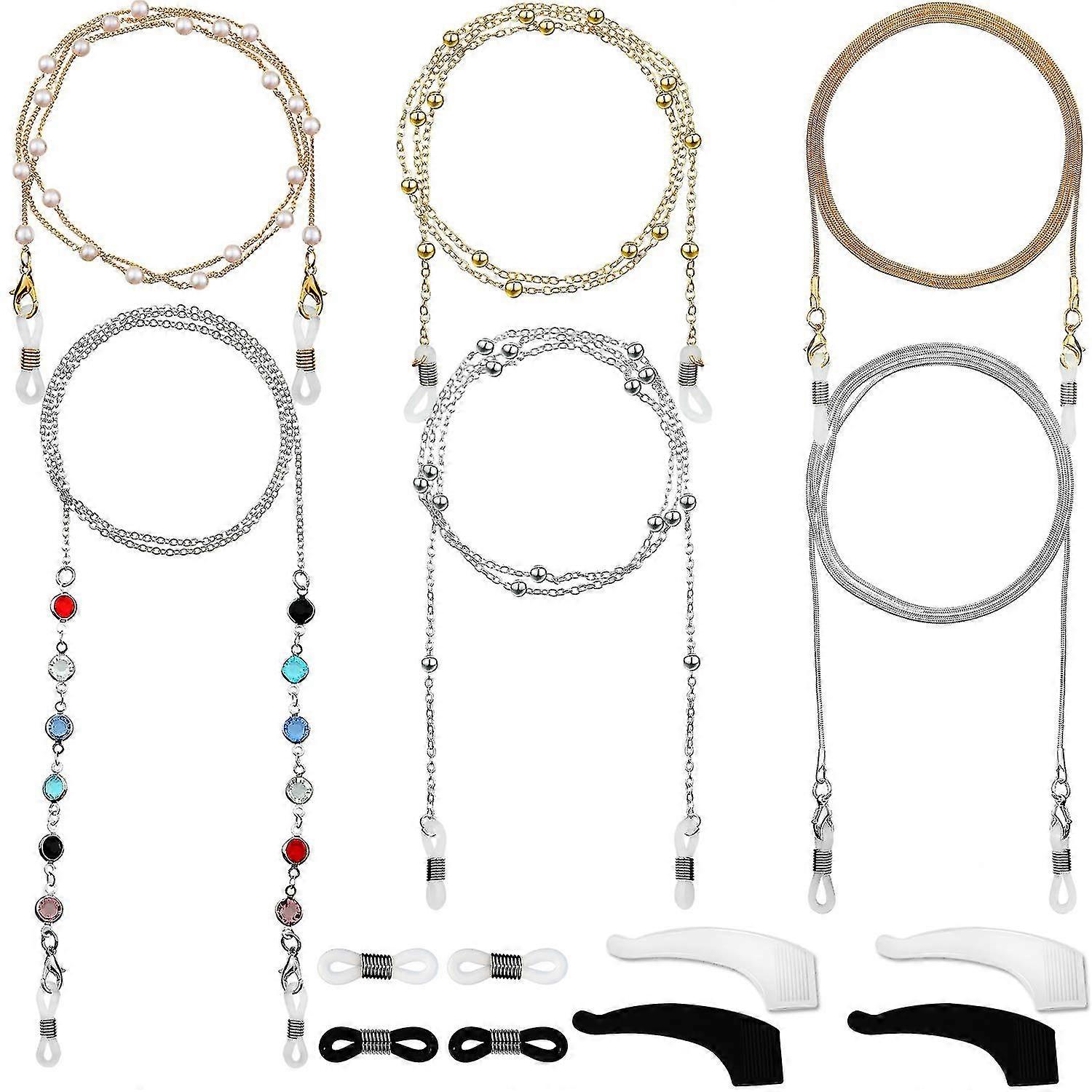 6 Pieces Eyeglass Chains Elegant Eyewear Retainer Beaded Eyeglass Strap Holder