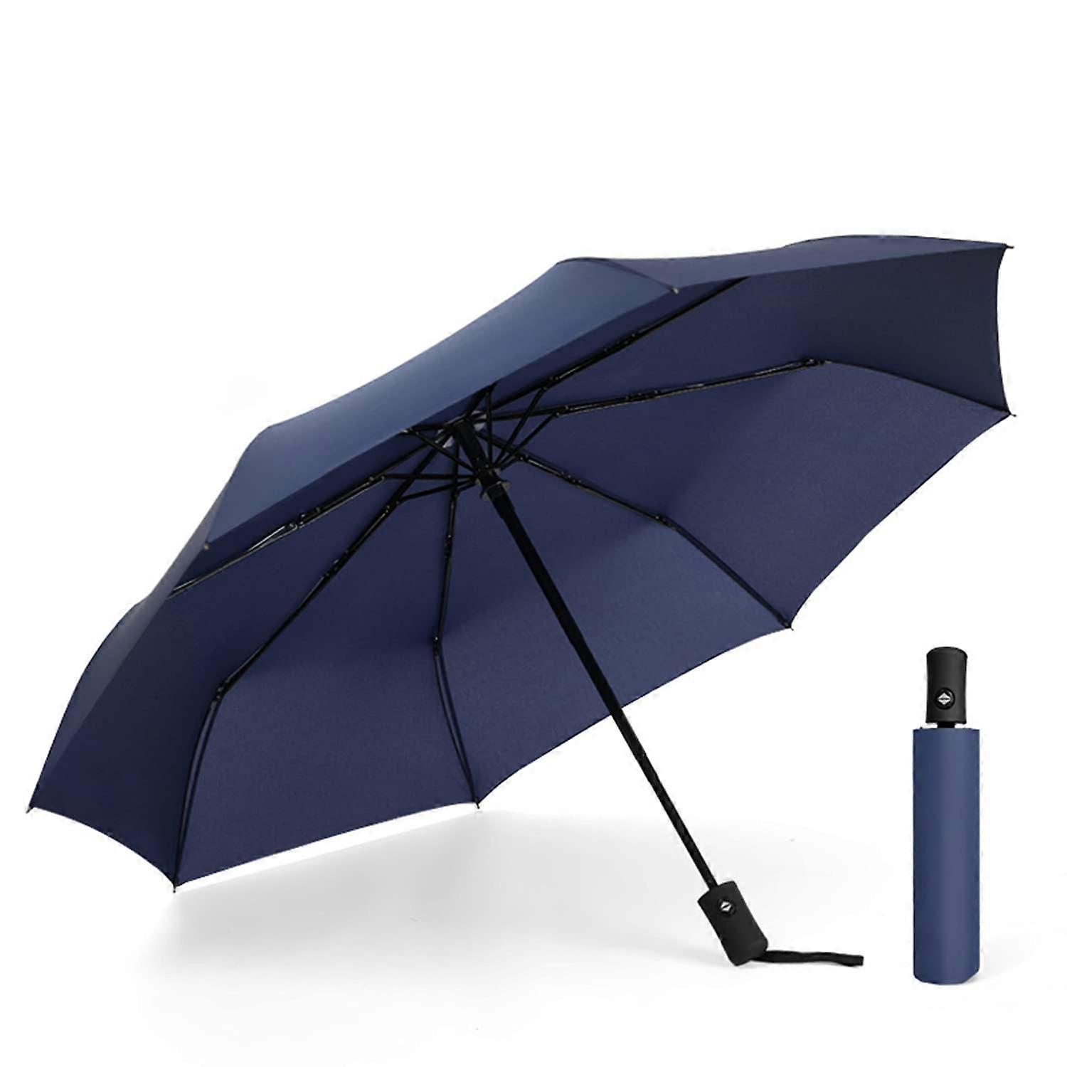 Windproof Travel Umbrella - Light, Automatic -8 Ribs(Dark Blue)