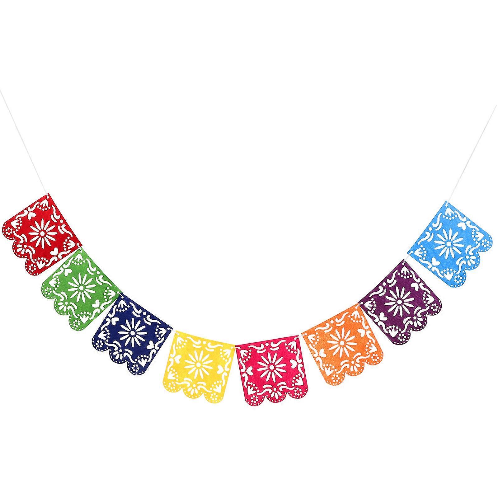 Day of the Dead Decoration Hollowed-out Square Garland Plastic Bunting Banners Skeleton Multicolor Mexican Banner - Ms01
