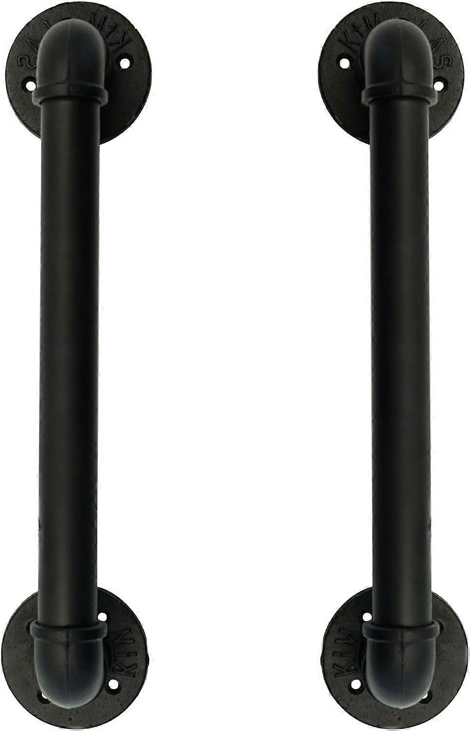 Set of 2 Industrial Hose Door Pull Handle, Grab Bar, Barn Door Handles , Antique Rustic Cast Iron For Railing, Black , 50cm Long L (32D, 45L) #1