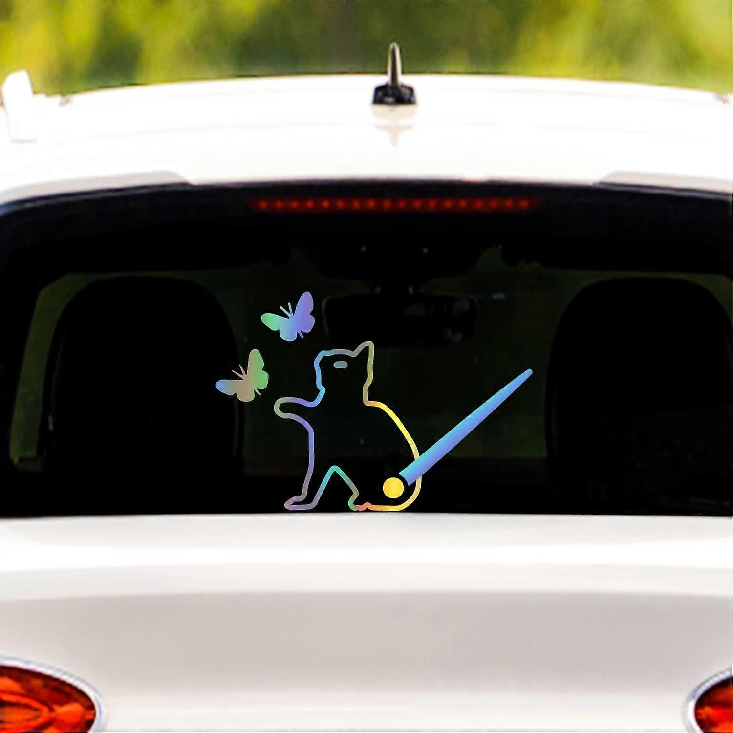 Lovely Cat and Butterfly Animal Car Sticker Funny Cat Moving Tail Waving Wiper Sticker Rear Window Wiper Decal Windshield Wiper Sticker Vinyl Decal fo