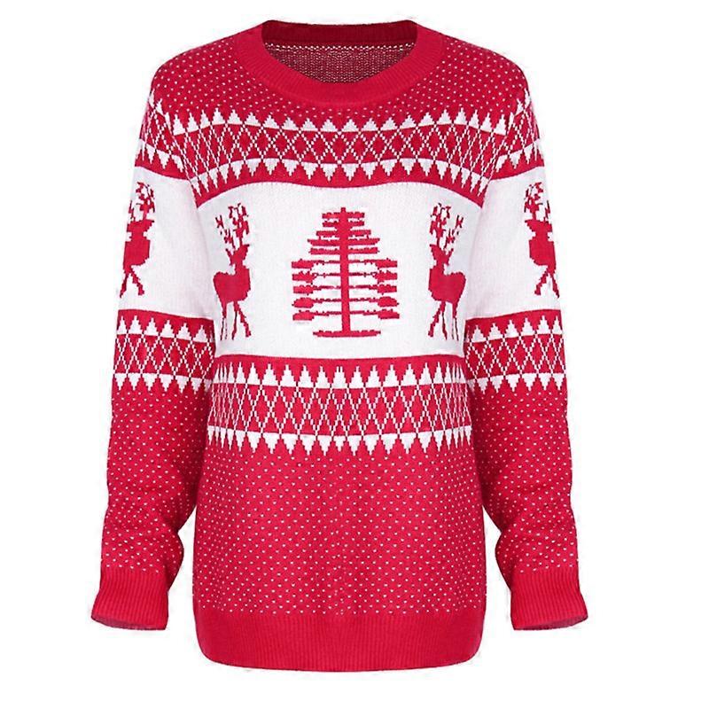 Damen Langarm Strickpullover Pullover Hässlicher Weihnachten Rentierpullover