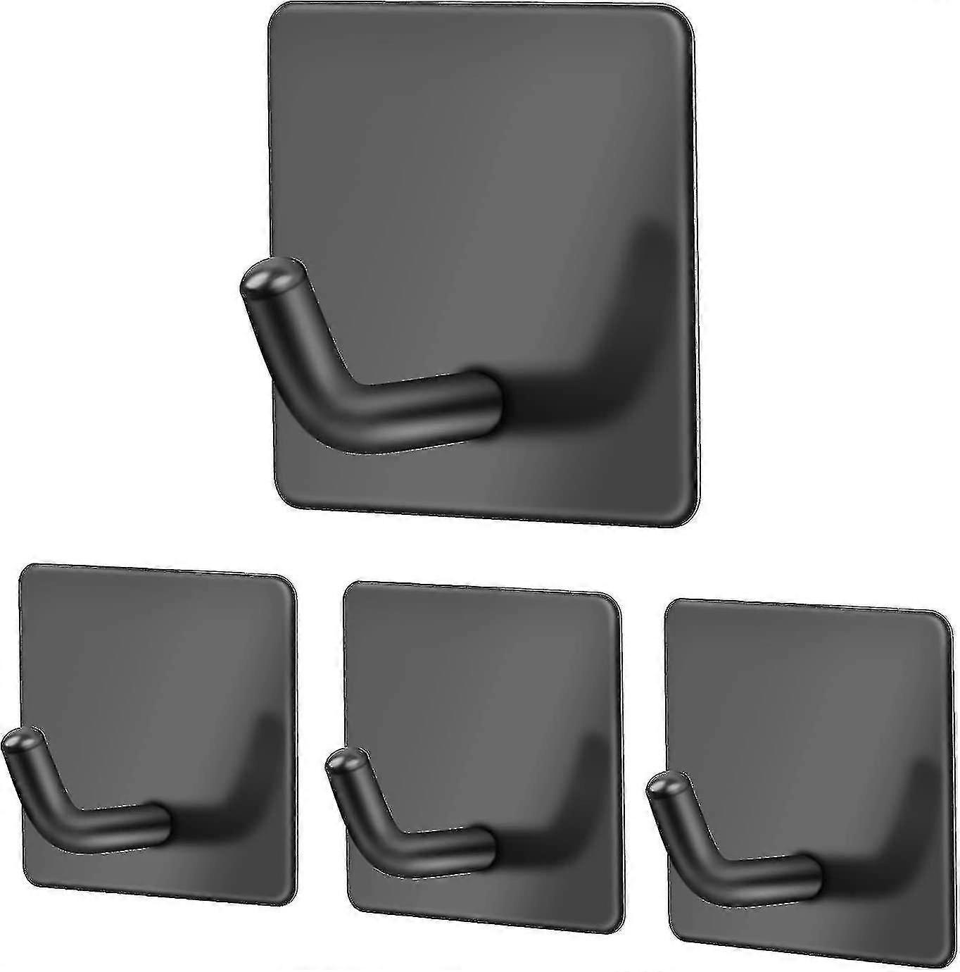 4pcs Self-adhesive Wall Hook Black Self-adhesive Hook,child Wall Hook