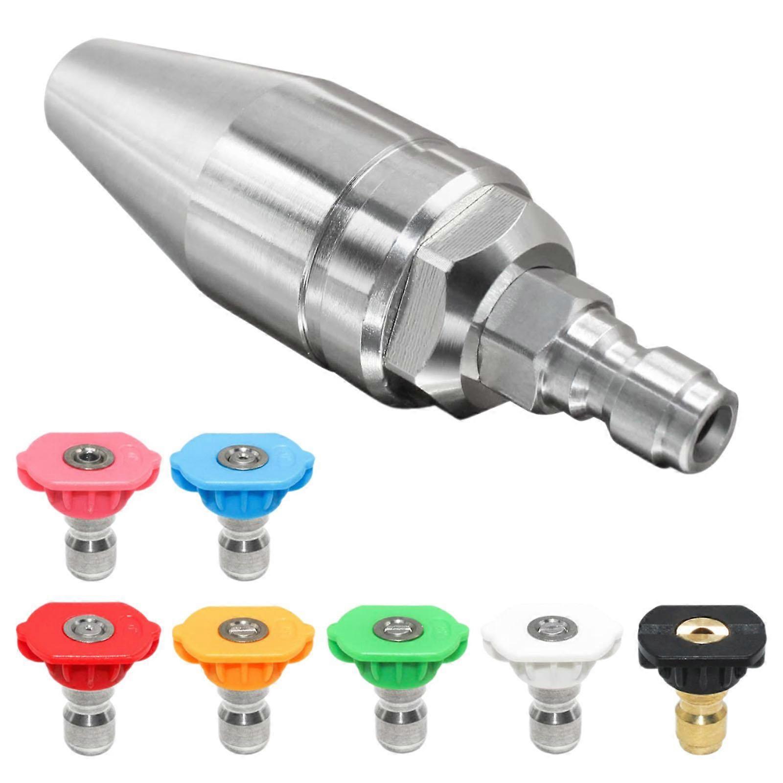 Rotating Turbo Nozzle for Pressure Washer Accessory with 7 Spray Nozzle Tips