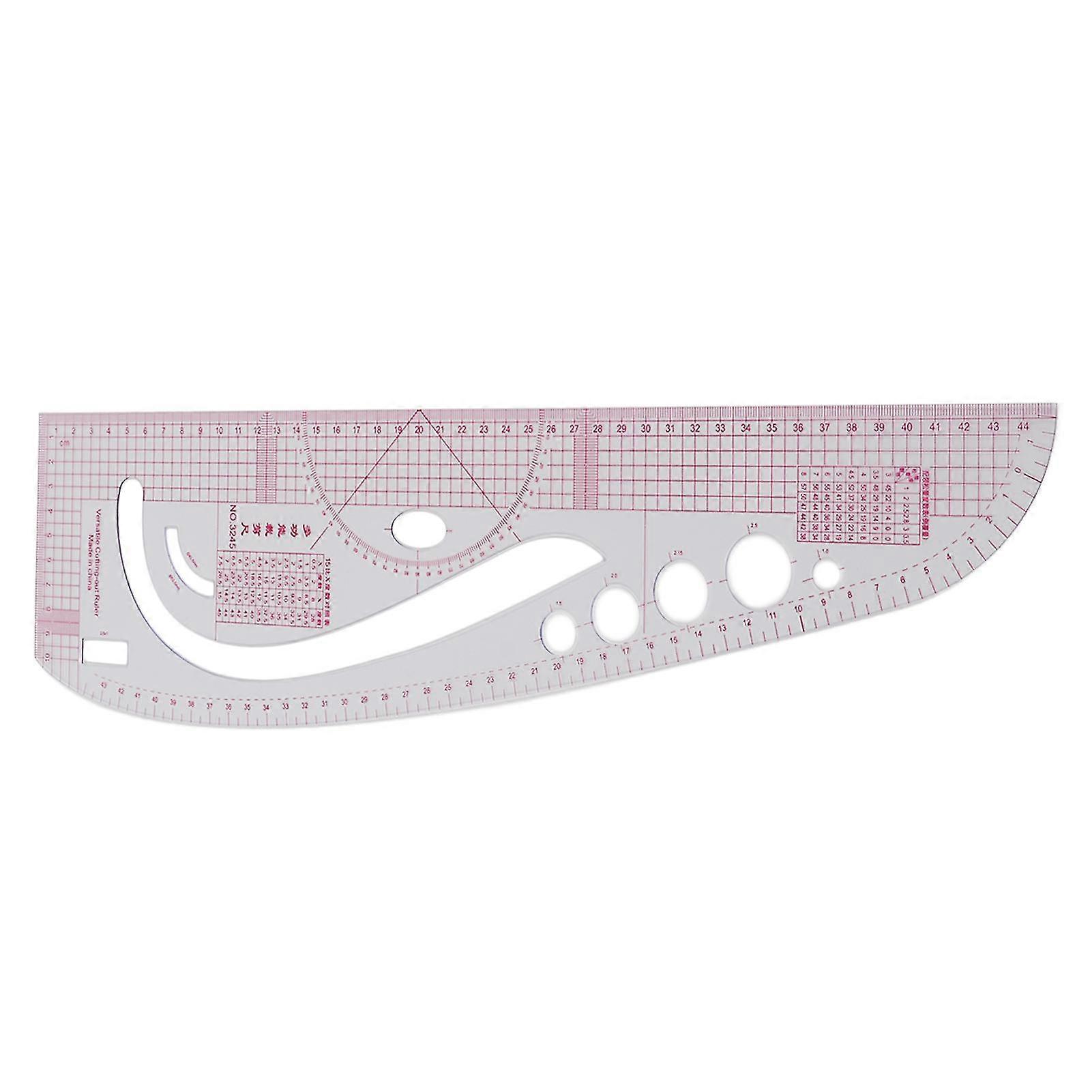 3245 Tailor Ruler High Accuracy Transparent Body Professional Plastic Multifunction Ruler for Costume Designing
