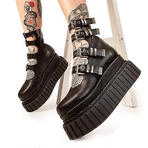 Lamoda Same Crew Chunky Ankle Creeper Boots - LMF 2182 - BlackPU - UK8