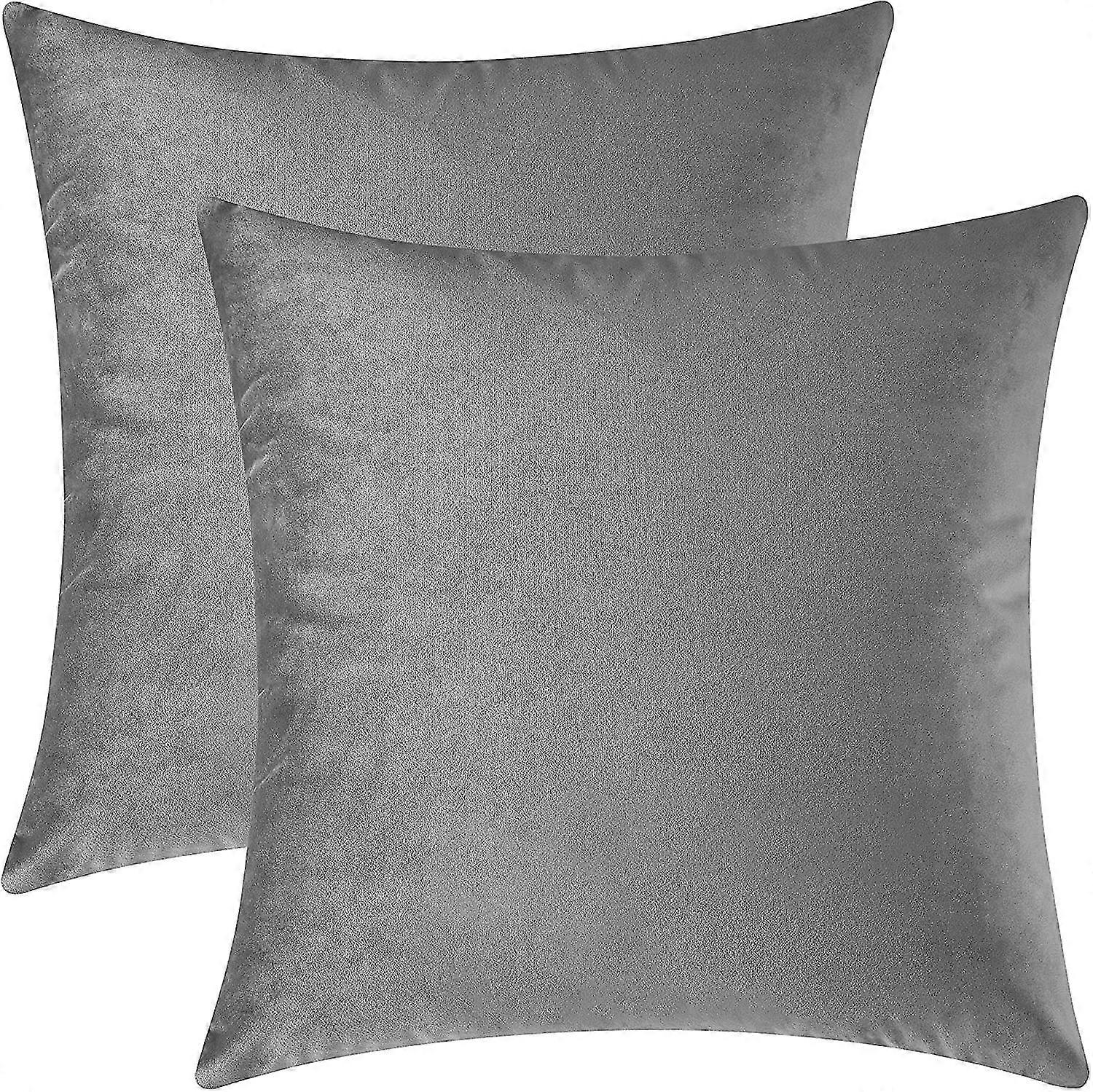 decorative throw pillow covers, velvet cushion covers, solid throw pillow cases for couch and bed pillows, mustard yellow, 20 x 20 inches, set of 2