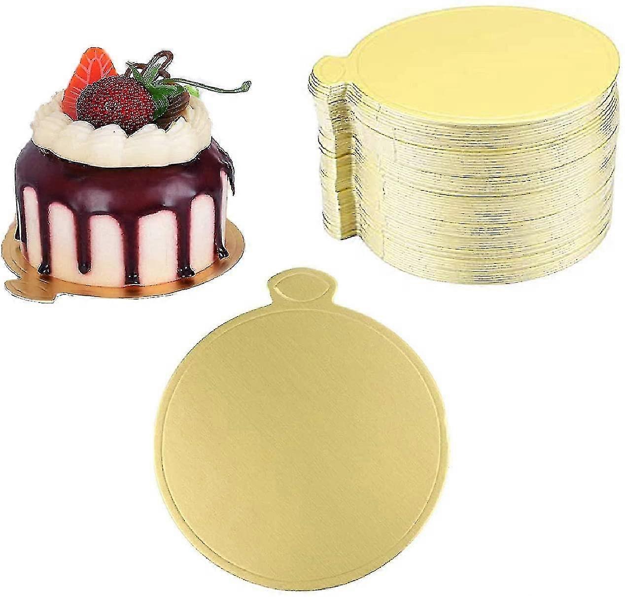 100 قطعة لوحات صينية كعكة زخرفية، جولة موس كعكة المجالس، جولة كعكة من الورق المقوى موس كيك المجالس، الذهب ورقة كب كيك كعكة قاعدة مصغرة