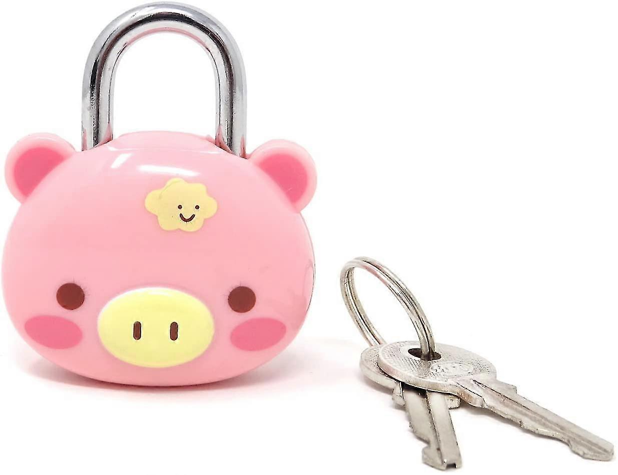 Cute Pink Pig Lock Padlock With Keys For Suitcases, Backpacks And Lockers