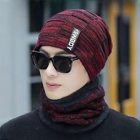 New Men Winter Warm Wool Hat Outdoor Ear Protection Warm Thick Bicycle Knitted Cap Scarf Windproof Visors Cap Tide Gorras