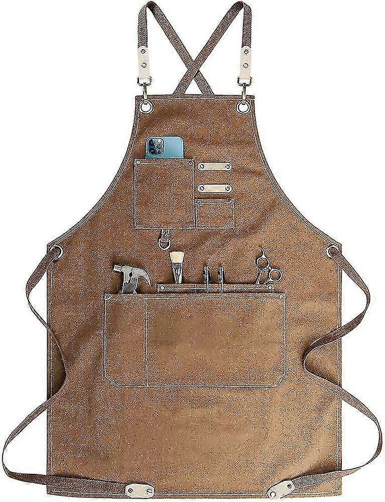 Chef Apron, Adjustable Cross Back Canvas Apron,waterdrop Resistant Multipurpose