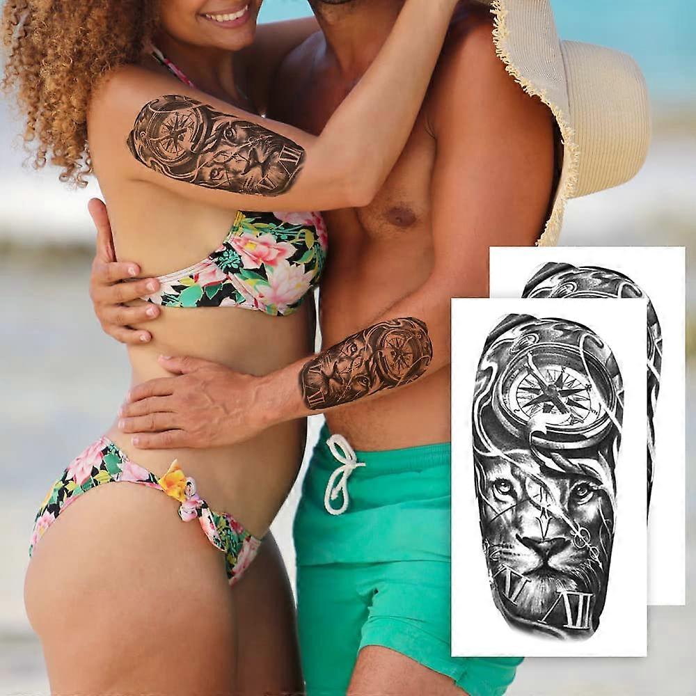 2 arkkia vedenpitävät suuret väliaikaiset tatuoinnit, miehille, naisille, aikuisille realistinen vartalotaidetatuointitarrat tiikeri väärennetyt tatuoinnit, jotka näyttävät todellisilta ja pitkiltä