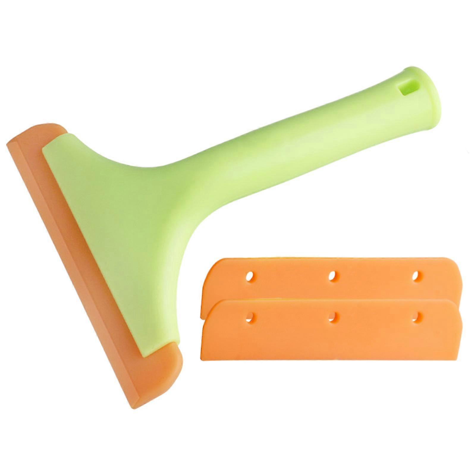 Rearview Mirror Car Window Squeegee With 2 Rubber Blade Handheld Windshield