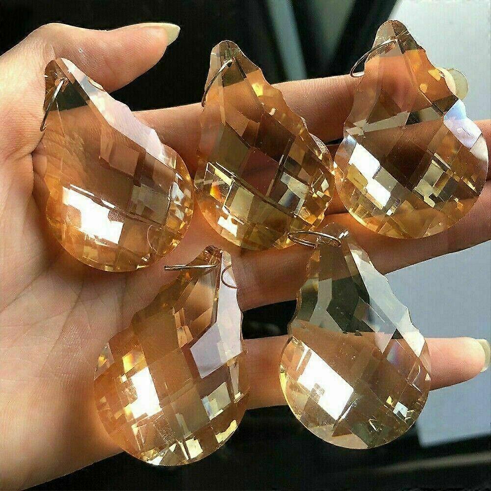 5PC Champagne CRISTAL Lustre Prisme Partie Lumière Pendentifs Suncatcher Verre