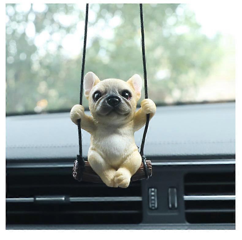 Car Pendant Kawaii Bulldog Swing Ornaments Puppy Hanging Interior Decoration Auto Rearview Mirror Dashboard Accessories Voiture