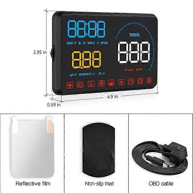 est Head Up Display Car OBDII EUOBD Windshield Projector HUD Shift Reminder Water Temp RPM fuel consumption speed alarm