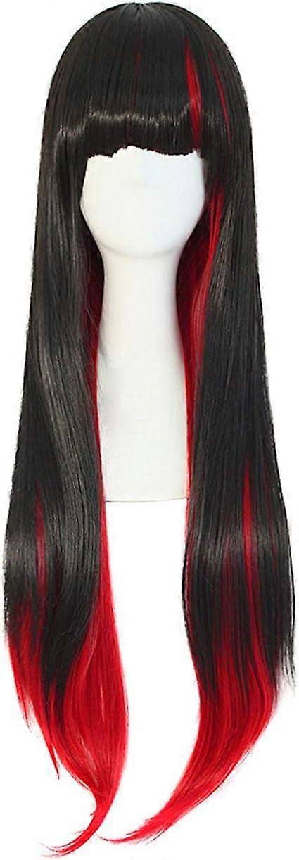 24 polegadas harajuku estilo misto preto / vermelho longo reto peruca cosplay