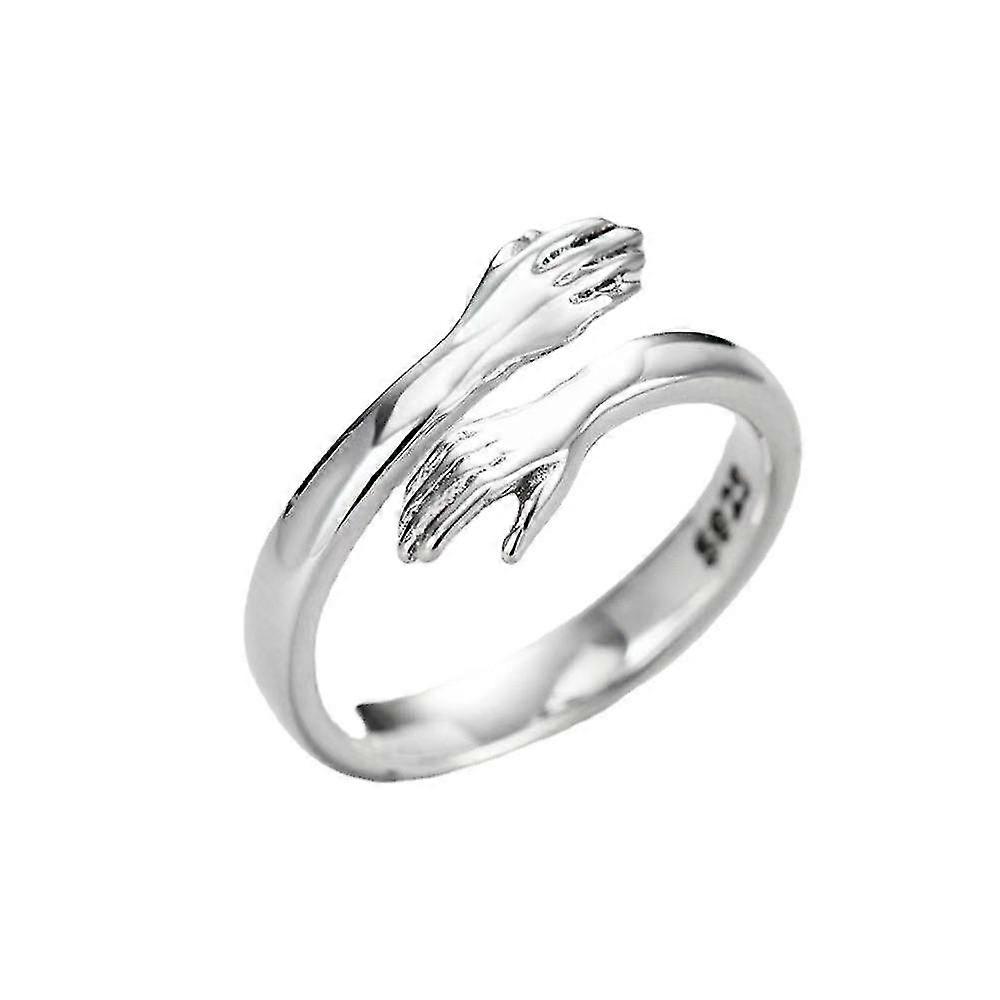 sterling silver love hug ring open finger fully adjustable rings