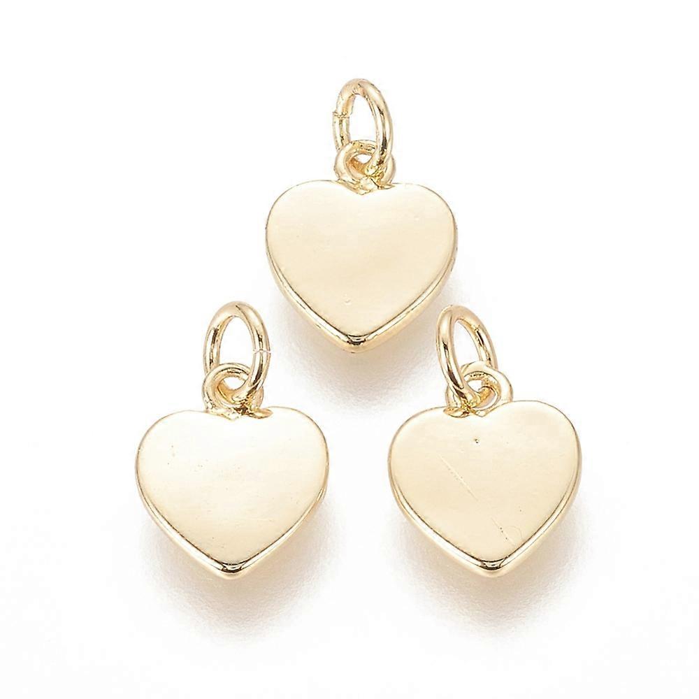1pc Brass Charms with Jump Ring Long-Lasting Plated Heart Real 18K Gold Plated 12x9.5x1.5mm Hole: 3mm