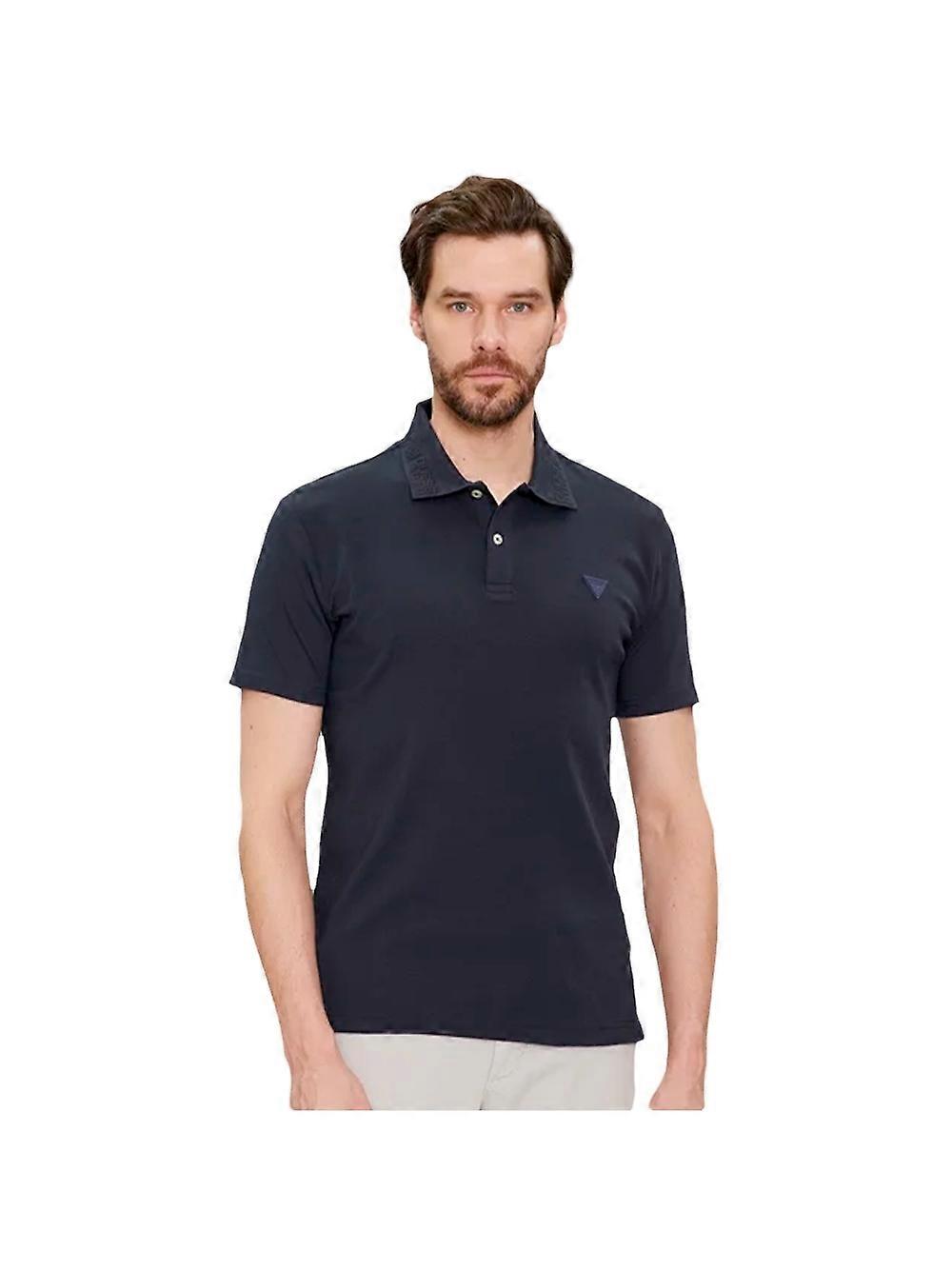 Men's Guess Triangle Stretch G Polo Shirt Blue