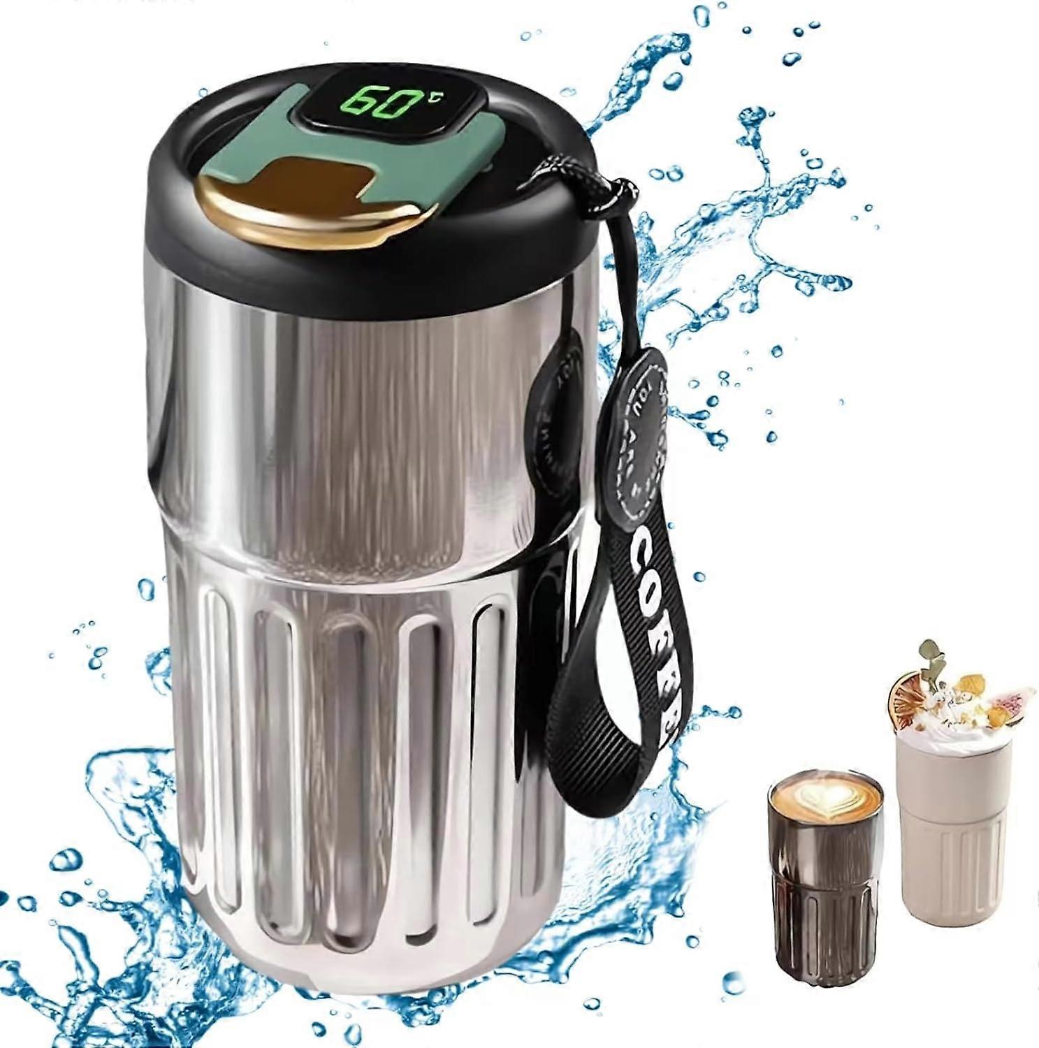 Smart Coffee Thermos With Temperature Display,450ml Large Capacity Thermos Coffee,Coffee Mug Smart Sensing Intelligent Display