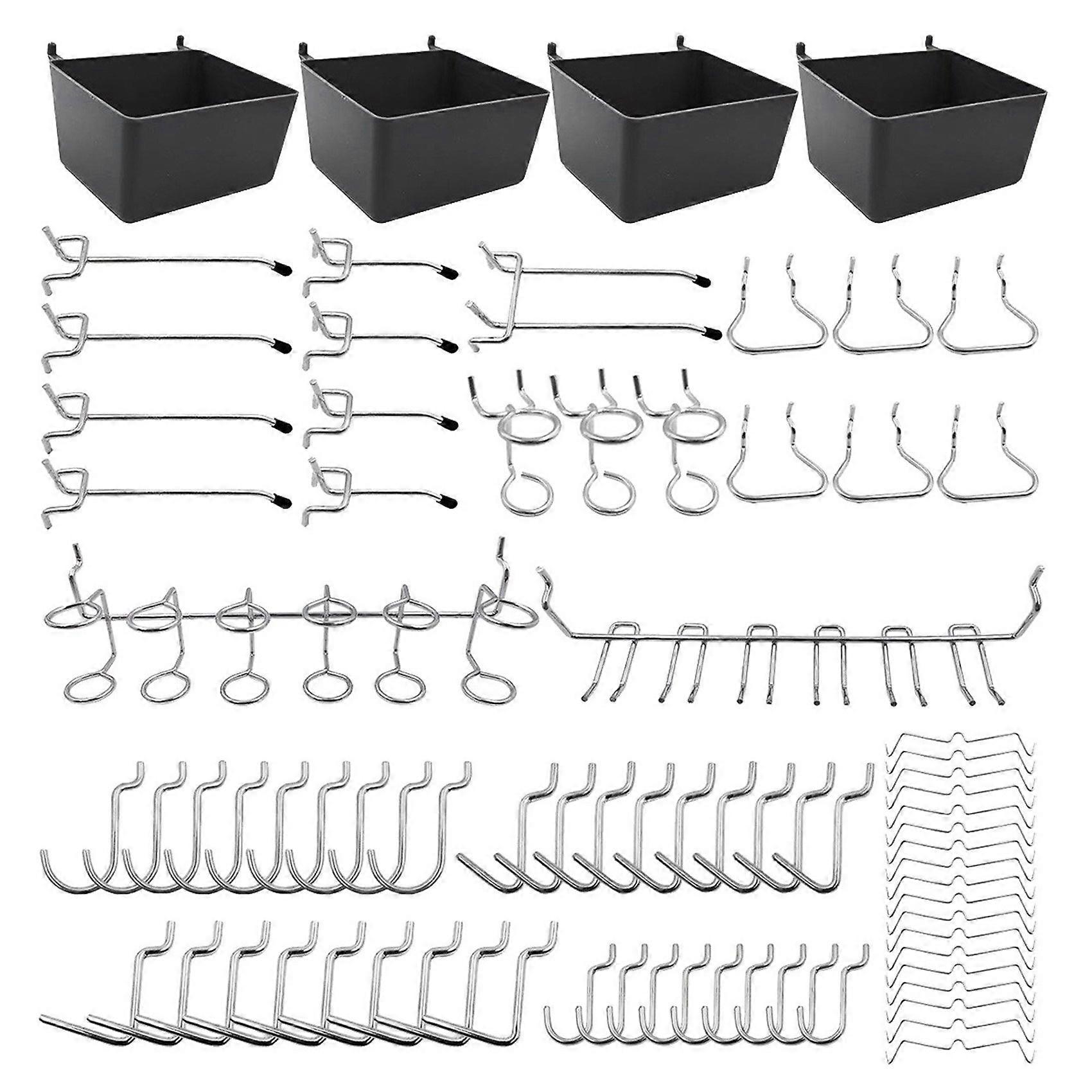 80 Piece Hooks Assortment with Bins, Peg Locks, for Organizing Various Tools for Room
