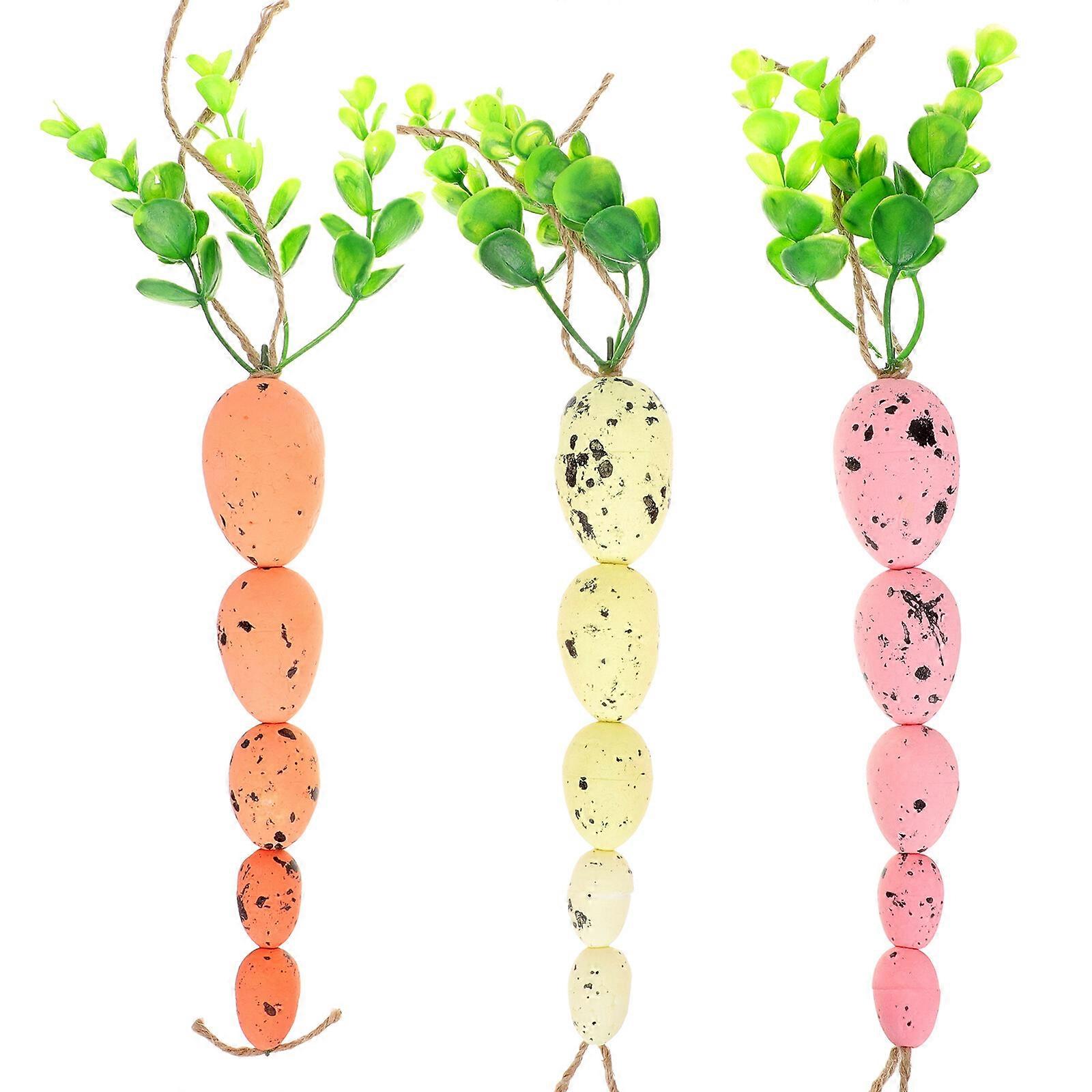 3pcs Simulated Easter Egg Carrot Decoration Interior Ornament Artificial Egg Decor