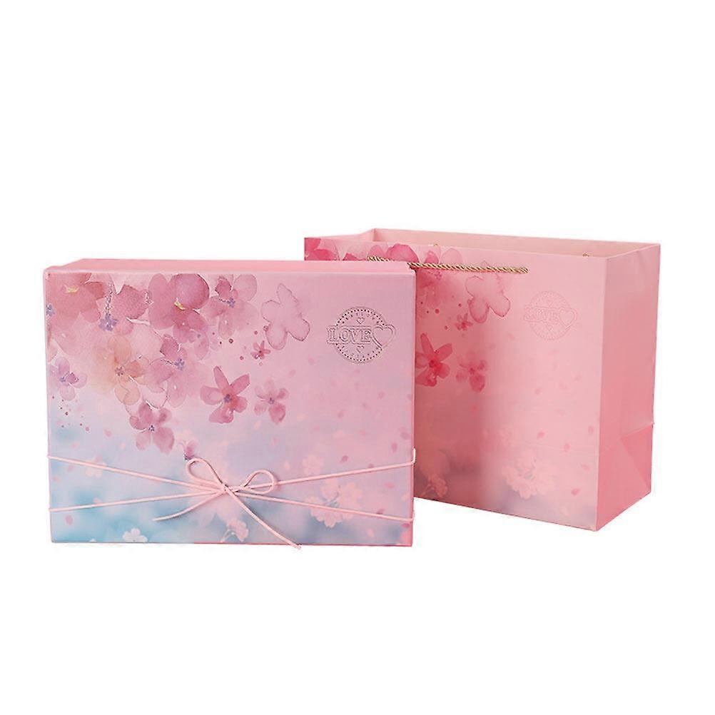 1Set Sakura Pattern Gift Box Valentine Present Case Wedding Paper Box (Pink)