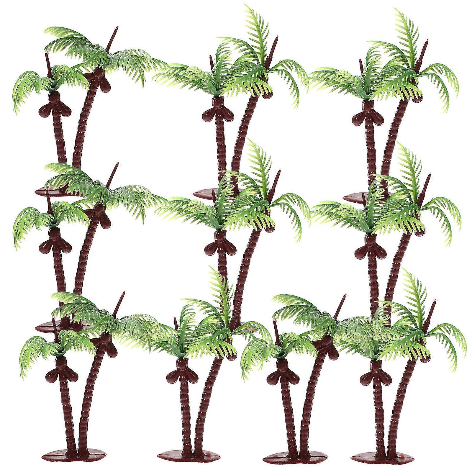10Pcs Plastic Coconut Tree Ornaments Sand Table Miniature Coconut Tree Model