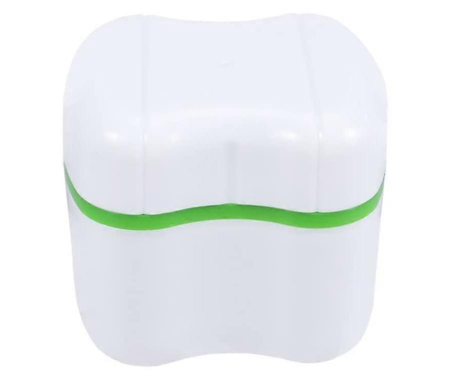 Denture Case, Denture Filter Denture Storage Container Case With Rinse Basket (1 Piece, Green)