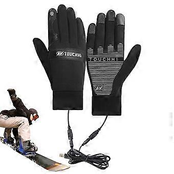 USB-beheizte Handschuhe, wasserdicht, wiederaufladbar, Touchscreen-Skihandschuhe für Herren