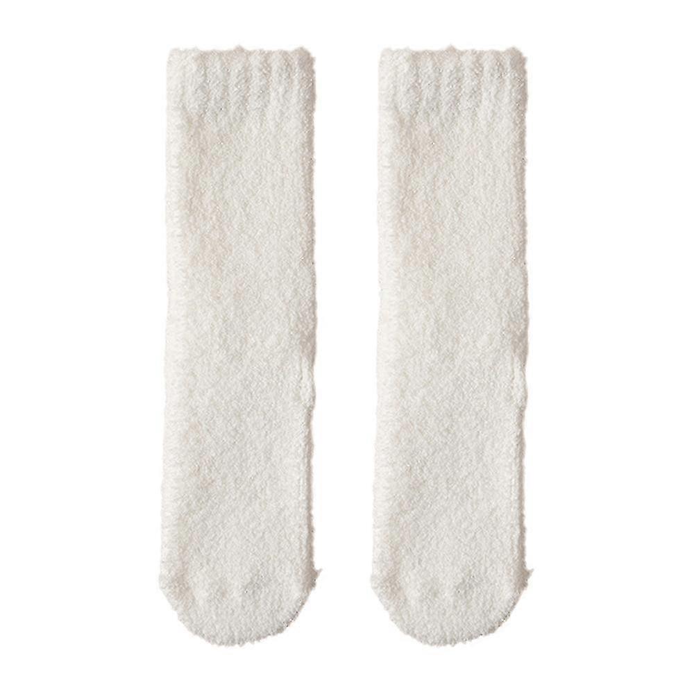 LINCMAN Coral Velvet Socks For Women Autumn/winter Style white