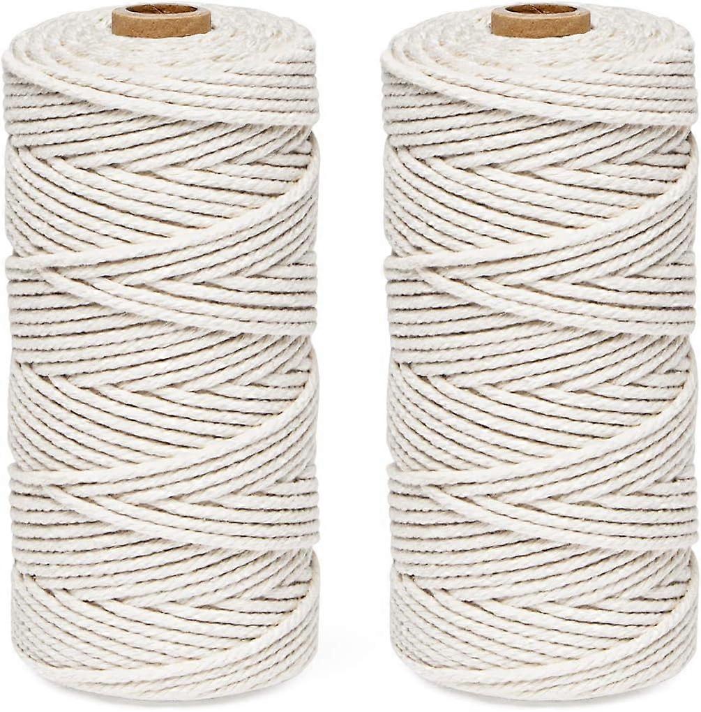 100m of 3mm Cotton Macrame Cord for DIY Weaving and Decorations - 2 Pieces Included!
