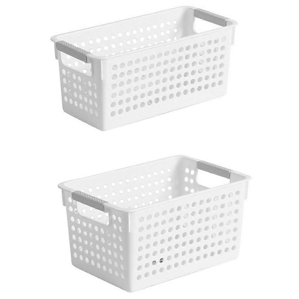 2pcs Multipurpose Sundries Baskets Desktop Organizers Storage Baskets White