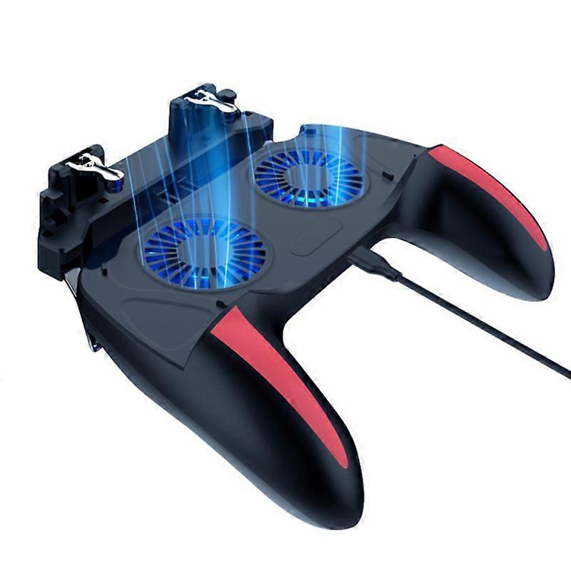 H10 4-Finger Dual Cooling Fan Wired Game Controller Joystick Gamepad for Phone JIKAIX