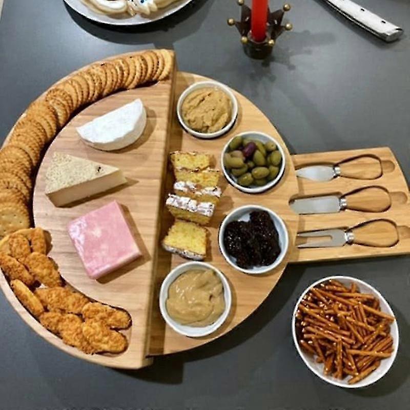 Cheese Board Cutlery Cutter Set With Slide Out Drawer Cooking Tools Slicer Fork Scoops Cut
