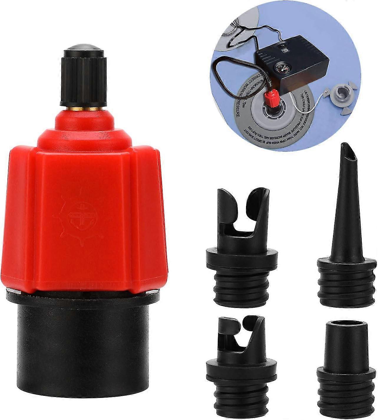 Inflatable Air Adapter Pump Converter, 4 Standard Conventional Air Valve Attachment for Inflatable Boat