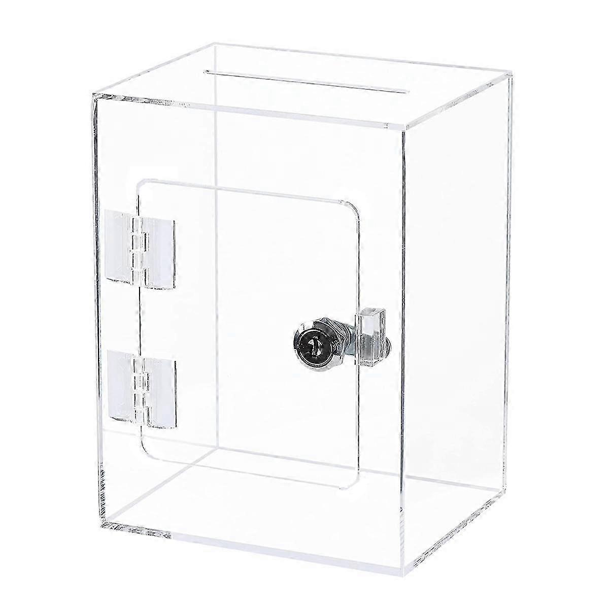 Acrylic Donation Ballot Box- Tip Jar For Money With Lock Key Suggestion Box Comment Box Vote Box