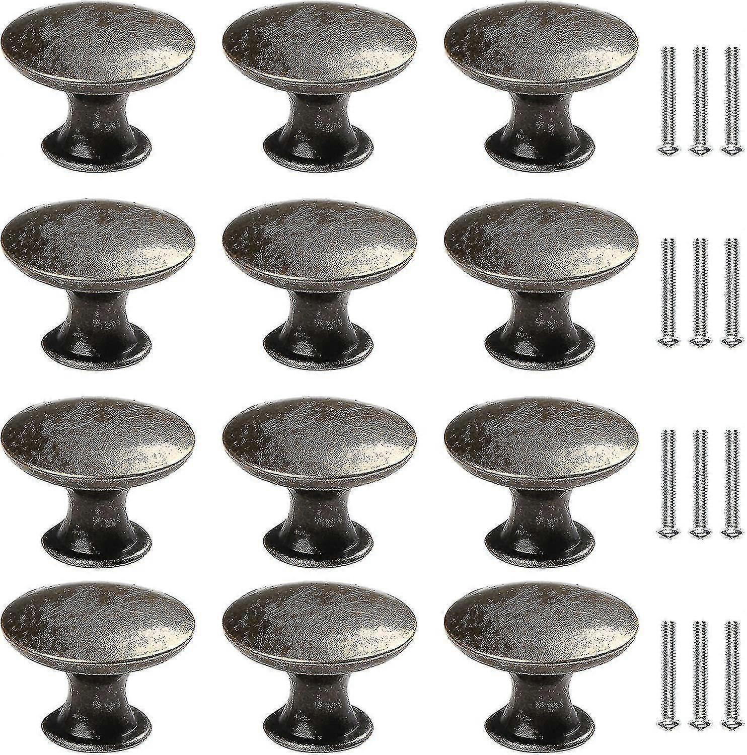 12 Pcs Round Cabinet Knobs, Vintage Drawer Knobs, Brass Cabinet Pulls, Door Knobs For Cupboard Cabinet Kitchen Bedside Tables