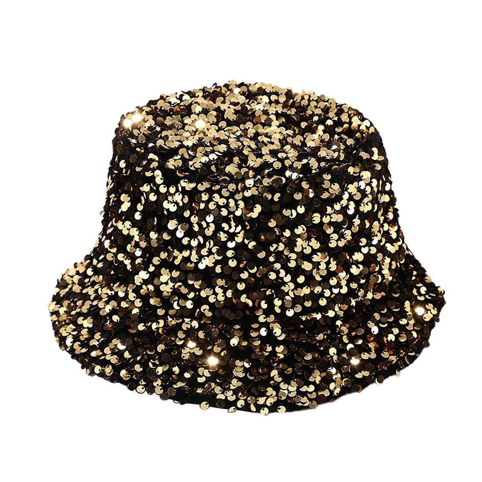 Sinknap Women Fisherman Hat Sequins Leopard Pattern Stage Performance Bucket Basin Cap