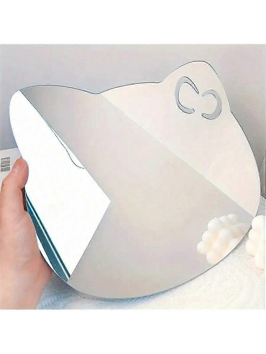 1 قطعة ملصق حائط مرآة بيضاوية - ذاتية اللصق ، تصميم قلب كرتوني لامع ، مناسب للمنزل الحديث وديكور RV ، ينطبق على غرفة النوم ، غرفة المعيشة ، ب