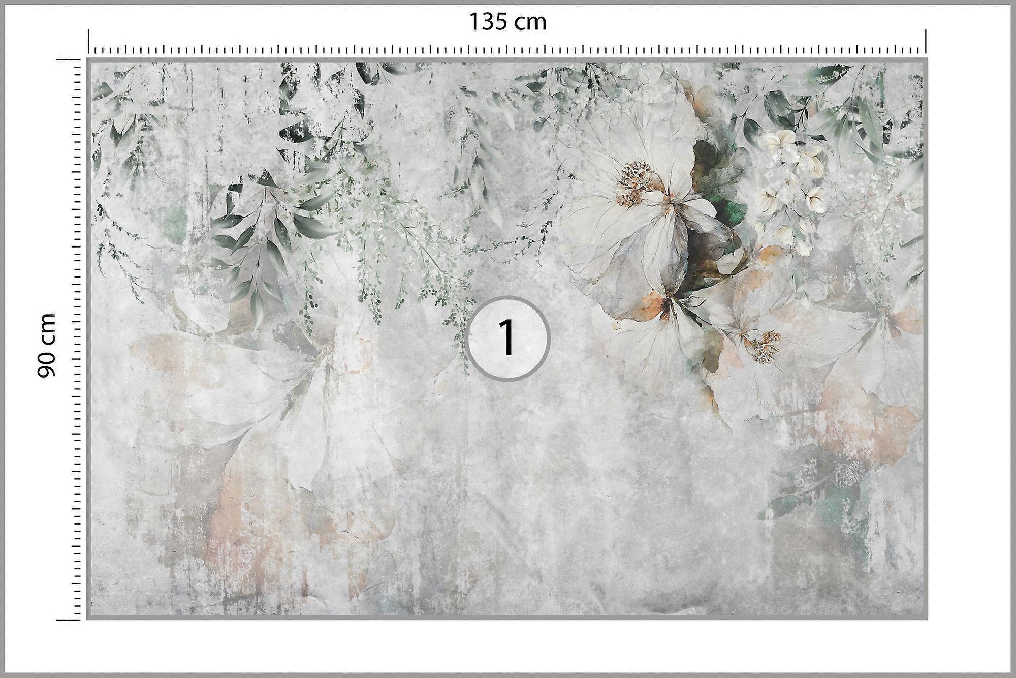 Mural de dormitorio mural CONCRETE flores abstractas